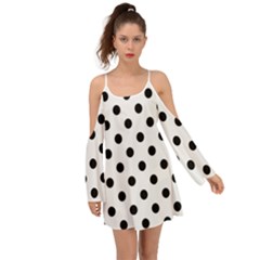 Black-and-white-polka-dot-pattern-background-free-vector Kimono Sleeves Boho Dress