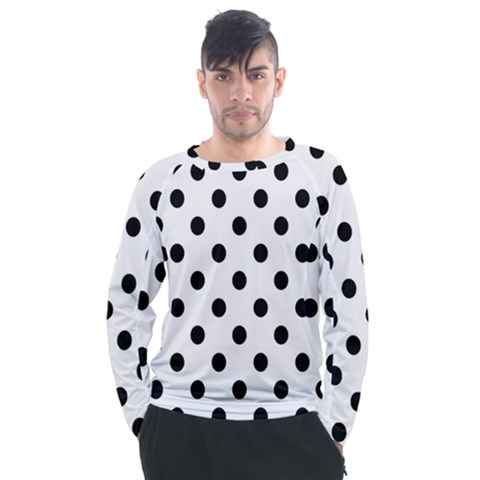 Black-and-white-polka-dot-pattern-background-free-vector Men s Long Sleeve Raglan Tee by nate14shop