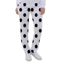 Black-and-white-polka-dot-pattern-background-free-vector Women s Casual Pants by nate14shop