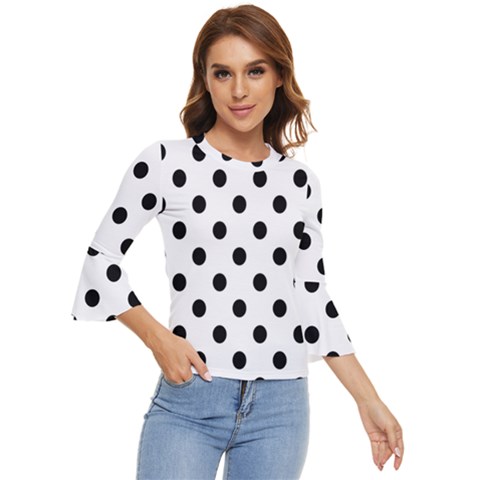 Black-and-white-polka-dot-pattern-background-free-vector Bell Sleeve Top by nate14shop