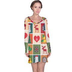 Christmas-pattern Long Sleeve Nightdress