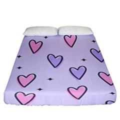 Heart-purple-pink-love Fitted Sheet (king Size) by nate14shop