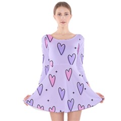 Heart-purple-pink-love Long Sleeve Velvet Skater Dress by nate14shop