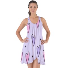 Heart-purple-pink-love Show Some Back Chiffon Dress by nate14shop