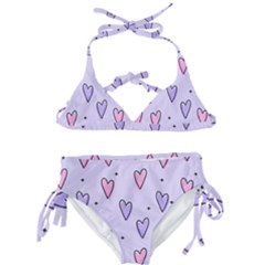 Heart-purple-pink-love Kids  Classic Bikini Set by nate14shop