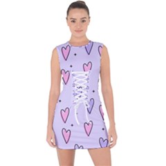 Heart-purple-pink-love Lace Up Front Bodycon Dress by nate14shop