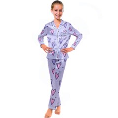 Heart-purple-pink-love Kid s Satin Long Sleeve Pajamas Set by nate14shop