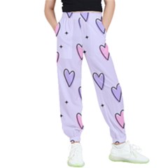 Heart-purple-pink-love Kids  Elastic Waist Pants by nate14shop