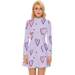 Heart-purple-pink-love Long Sleeve Velour Longline Dress by nate14shop