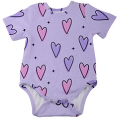 Heart-purple-pink-love Baby Short Sleeve Onesie Bodysuit by nate14shop