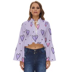 Heart-purple-pink-love Boho Long Bell Sleeve Top