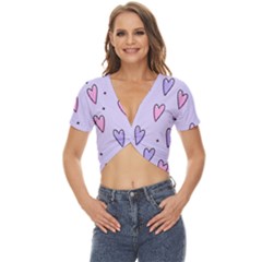 Heart-purple-pink-love Twist Front Crop Top by nate14shop