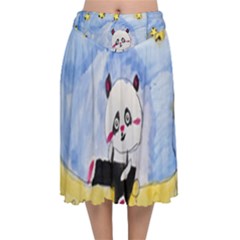 Panda Velvet Flared Midi Skirt by nate14shop