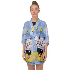 Panda Half Sleeve Chiffon Kimono by nate14shop