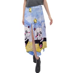 Panda Velour Split Maxi Skirt by nate14shop