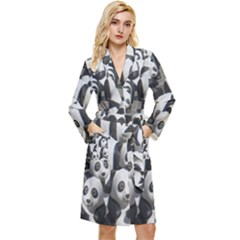 Panda-bear Long Sleeve Velour Robe by nate14shop