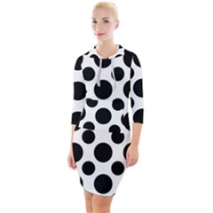 Seamless-polkadot-white-black Quarter Sleeve Hood Bodycon Dress by nate14shop