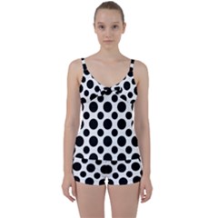 Seamless-polkadot-white-black Tie Front Two Piece Tankini by nate14shop