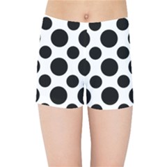 Seamless-polkadot-white-black Kids  Sports Shorts by nate14shop