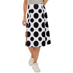 Seamless-polkadot-white-black Midi Panel Skirt