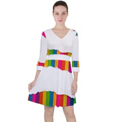 Art-and-craft Quarter Sleeve Ruffle Waist Dress by nate14shop