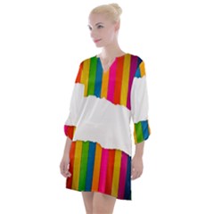 Art-and-craft Open Neck Shift Dress by nate14shop