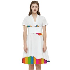 Art-and-craft Short Sleeve Waist Detail Dress by nate14shop