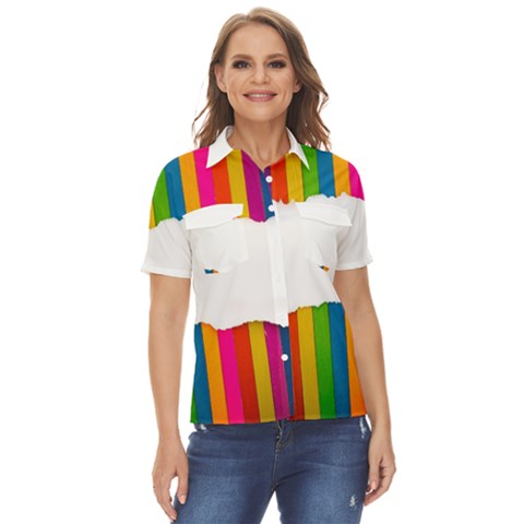 Art-and-craft Women s Short Sleeve Double Pocket Shirt by nate14shop