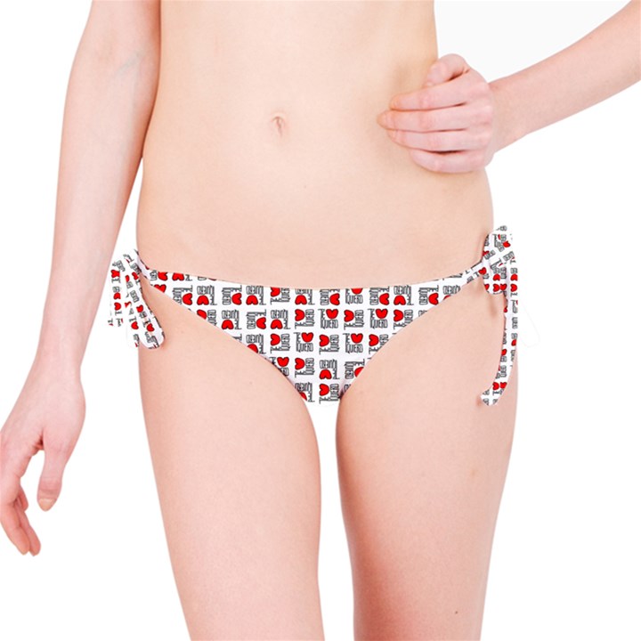 Spanish Love Phrase Motif Pattern Bikini Bottom