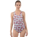 Spanish Love Phrase Motif Pattern Cut-Out Back One Piece Swimsuit View1