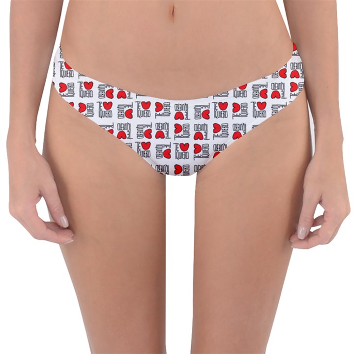 Spanish Love Phrase Motif Pattern Reversible Hipster Bikini Bottoms