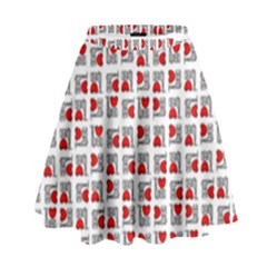 Spanish Love Phrase Motif Pattern High Waist Skirt by dflcprintsclothing