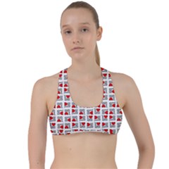 Spanish Love Phrase Motif Pattern Criss Cross Racerback Sports Bra by dflcprintsclothing