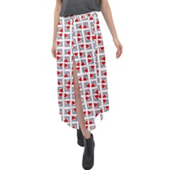 Spanish Love Phrase Motif Pattern Velour Split Maxi Skirt by dflcprintsclothing