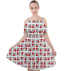 Spanish Love Phrase Motif Pattern Cut Out Shoulders Chiffon Dress by dflcprintsclothing