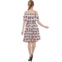 Spanish Love Phrase Motif Pattern Cut Out Shoulders Chiffon Dress View2