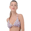 Spanish Love Phrase Motif Pattern Knot Up Bikini Top View1