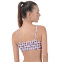 Spanish Love Phrase Motif Pattern Knot Up Bikini Top View2