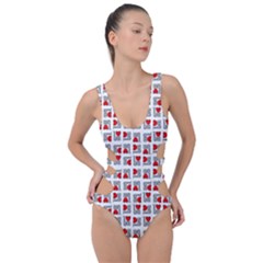 Spanish Love Phrase Motif Pattern Side Cut Out Swimsuit by dflcprintsclothing