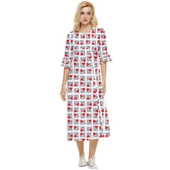 Spanish Love Phrase Motif Pattern Double Cuff Midi Dress by dflcprintsclothing