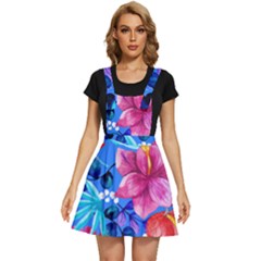  Vibrant Colorful Flowers On Sky Blue Apron Dress by HWDesign