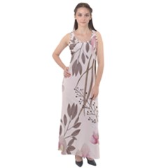 Bohemian Pastel Flowers Sleeveless Velour Maxi Dress by HWDesign