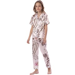 Bohemian Pastel Flowers Kids  Satin Short Sleeve Pajamas Set by HWDesign