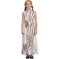 Bohemian Pastel Flowers Kids  Satin Sleeveless Maxi Dress by HWDesign