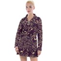 Golden Purple Flower Ornament Women s Long Sleeve Casual Dress View1