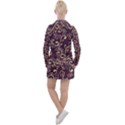 Golden Purple Flower Ornament Women s Long Sleeve Casual Dress View2