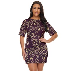 Golden Purple Flower Ornament Just Threw It On Dress by HWDesign