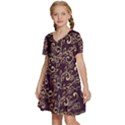 Golden Purple Flower Ornament Kids  Short Sleeve Tiered Mini Dress View2