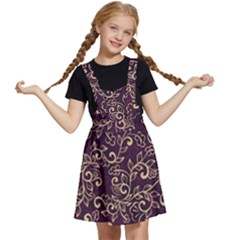 Golden Purple Flower Ornament Kids  Apron Dress by HWDesign