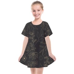 Elegant And Simple Monoline Floral Kids  Smock Dress by HWDesign